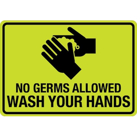 Sign, No Germs Allowed Wash Your Hands (W Sym), LCUV-0157ST-RD_14x10